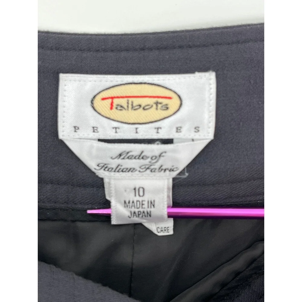Talbots Petites Black Wide‎ Leg Dress Pants 10P Italian Fabric Lined Side Zip